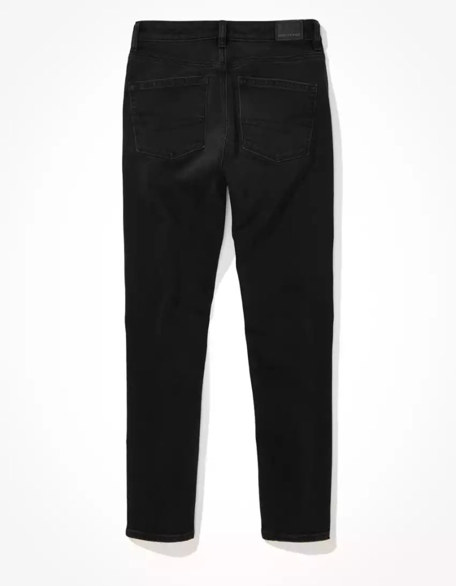 Jean American Eagle AE Stretch Ripped Mom Noir Femme | DPQ-84230741